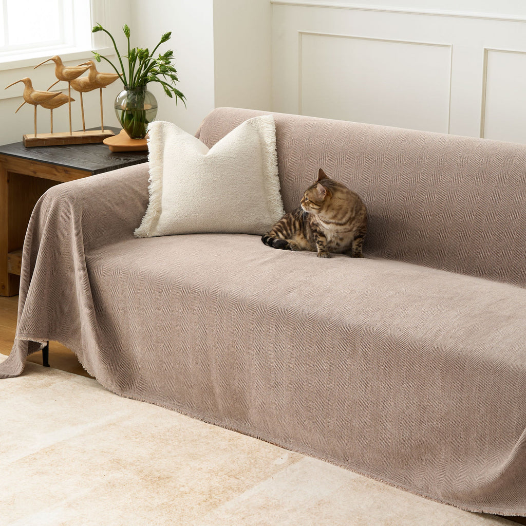 Durable Herringbone Sofa Cover for Modern Pet Friendly Homes