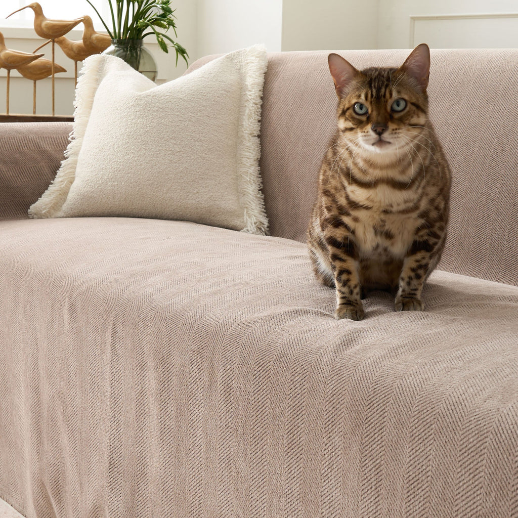 Durable Herringbone Sofa Cover for Modern Pet Friendly Homes