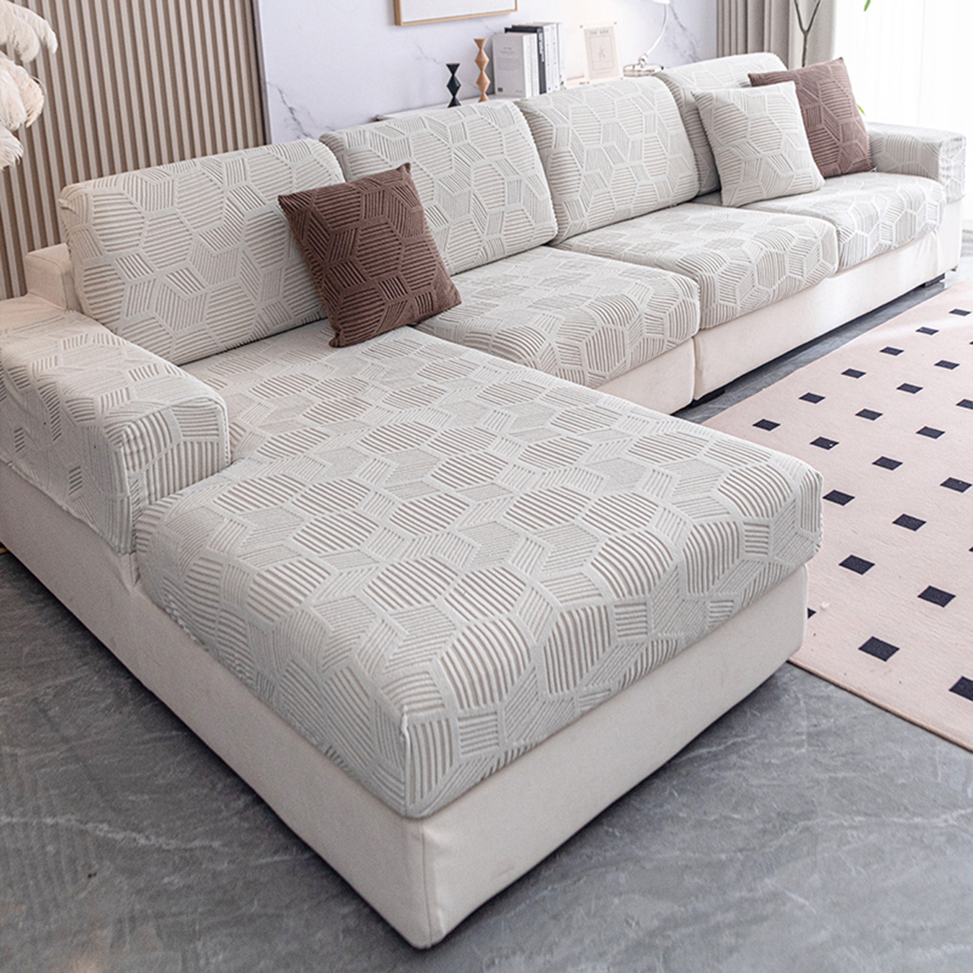 Water Resistant Honeycomb Jacquard Stretch Sofa Cover