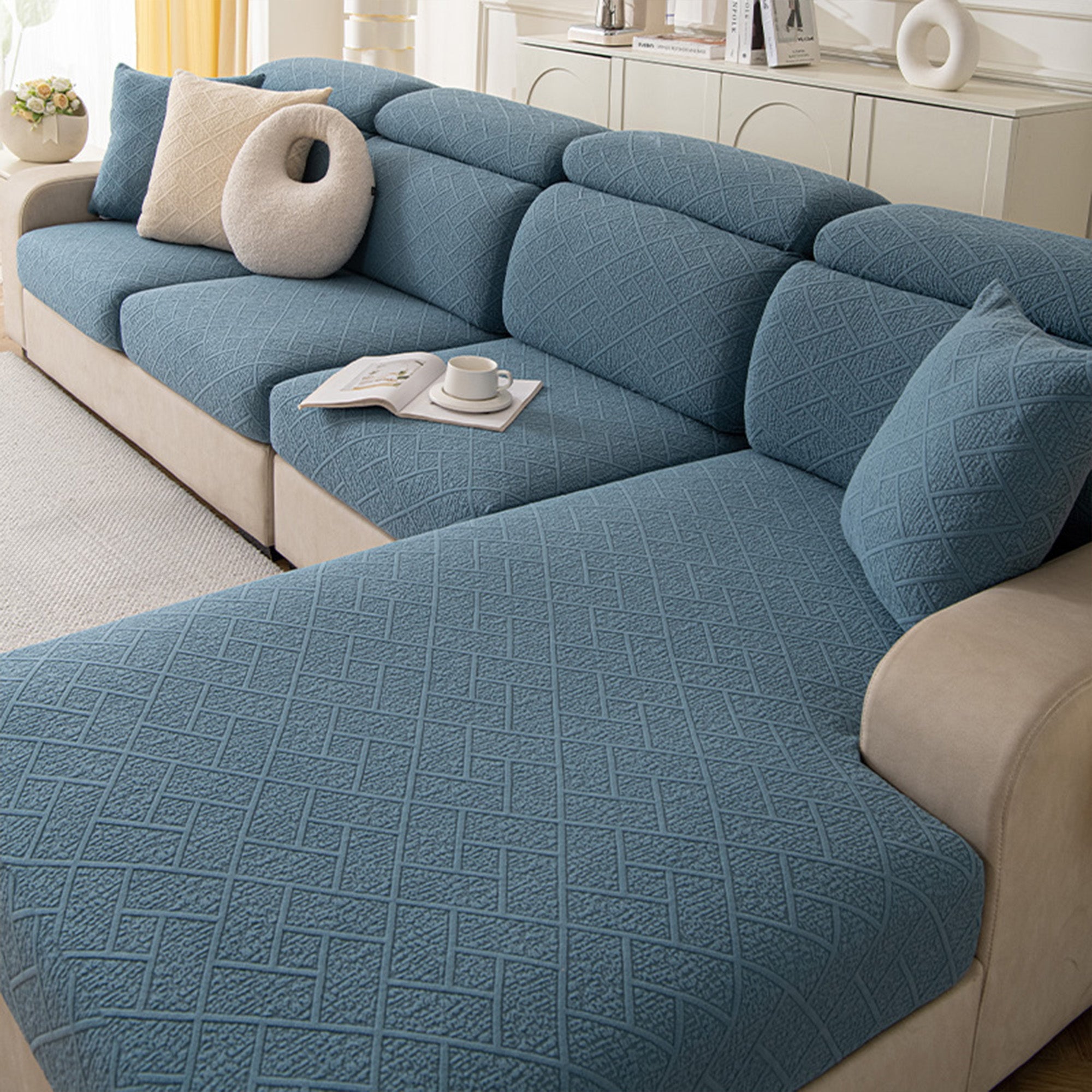 Luxury Diamond Knit Stretch Sofa Cover for Modern Pet Friendly Homes