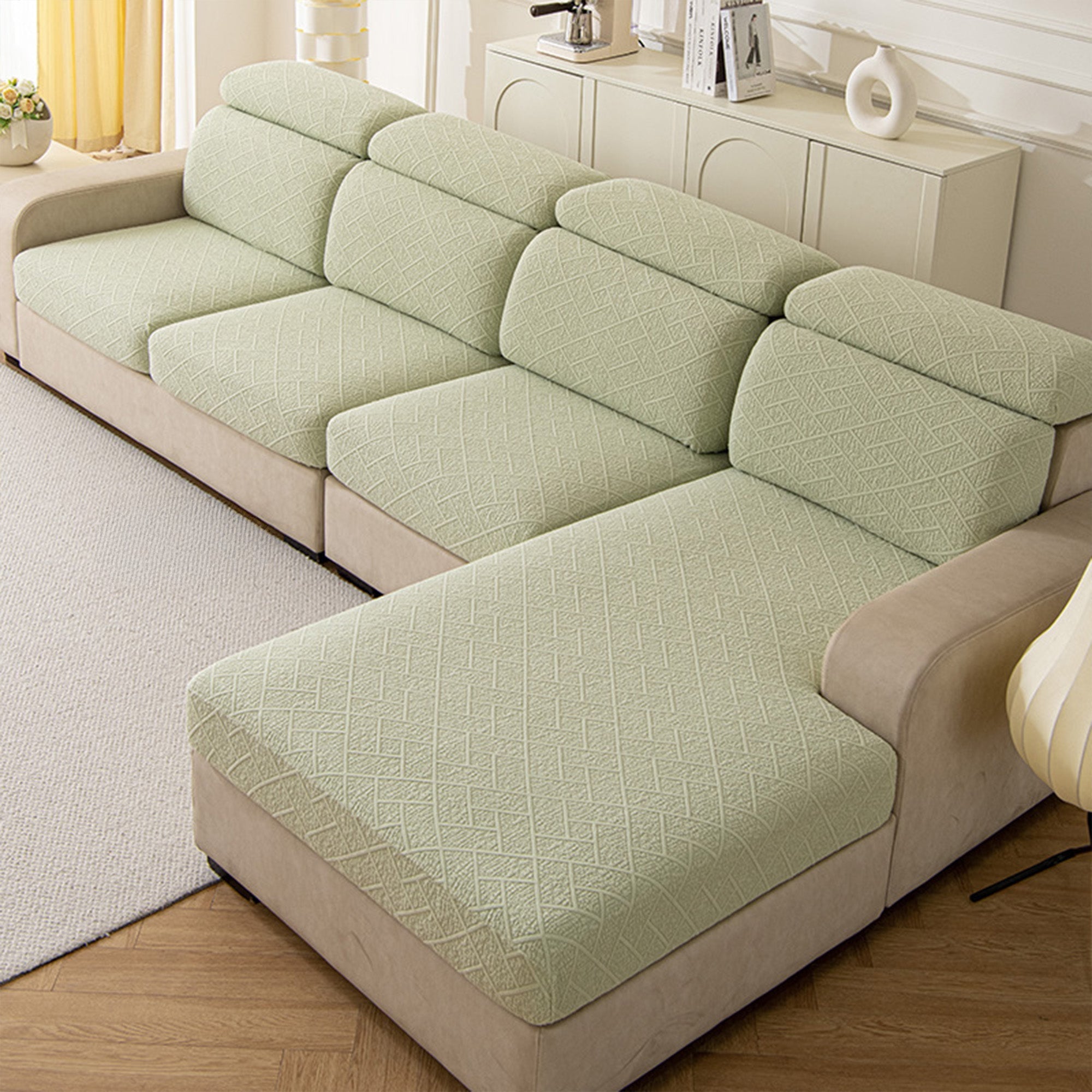 Luxury Diamond Knit Stretch Sofa Cover for Modern Pet Friendly Homes