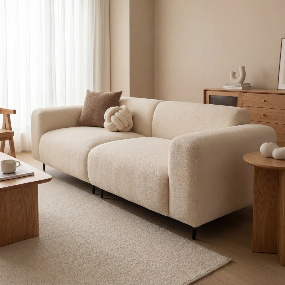 CloudNest Boucle Stretch Sofa Cover for Soft Full Room Protection