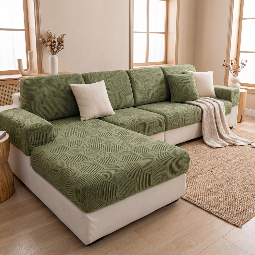 Water Resistant Honeycomb Jacquard Stretch Sofa Cover