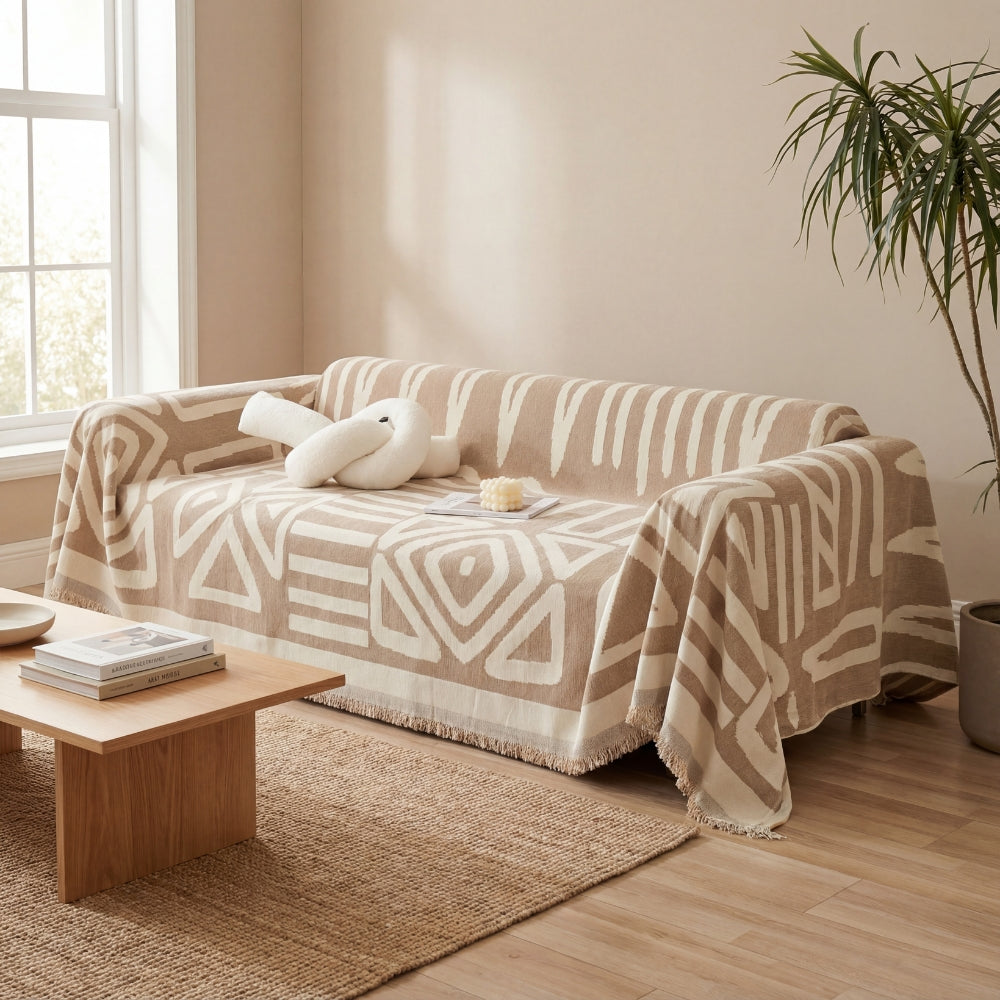 Geometric Boho Sofa Cover for Modern Pet Friendly Living