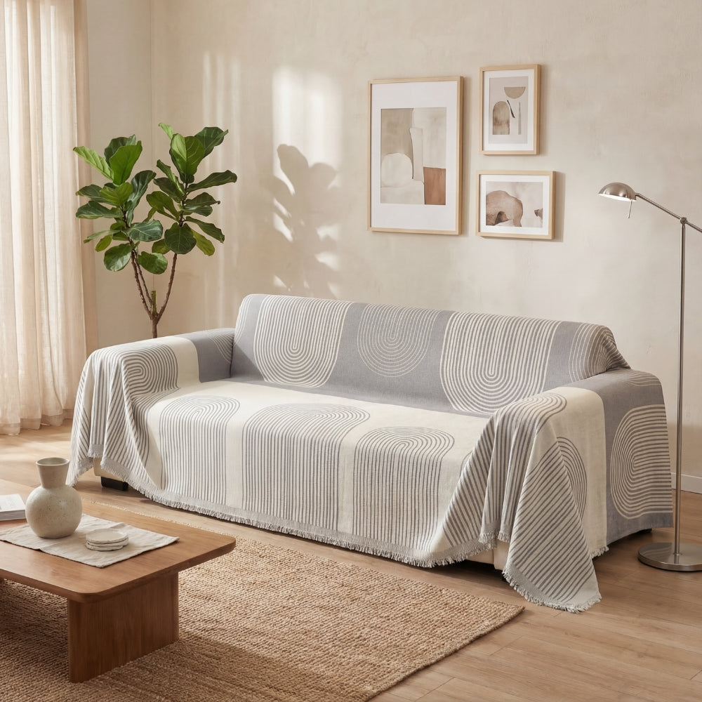 Arch Pattern Chenille Sofa Cover with Soft Textured Weave