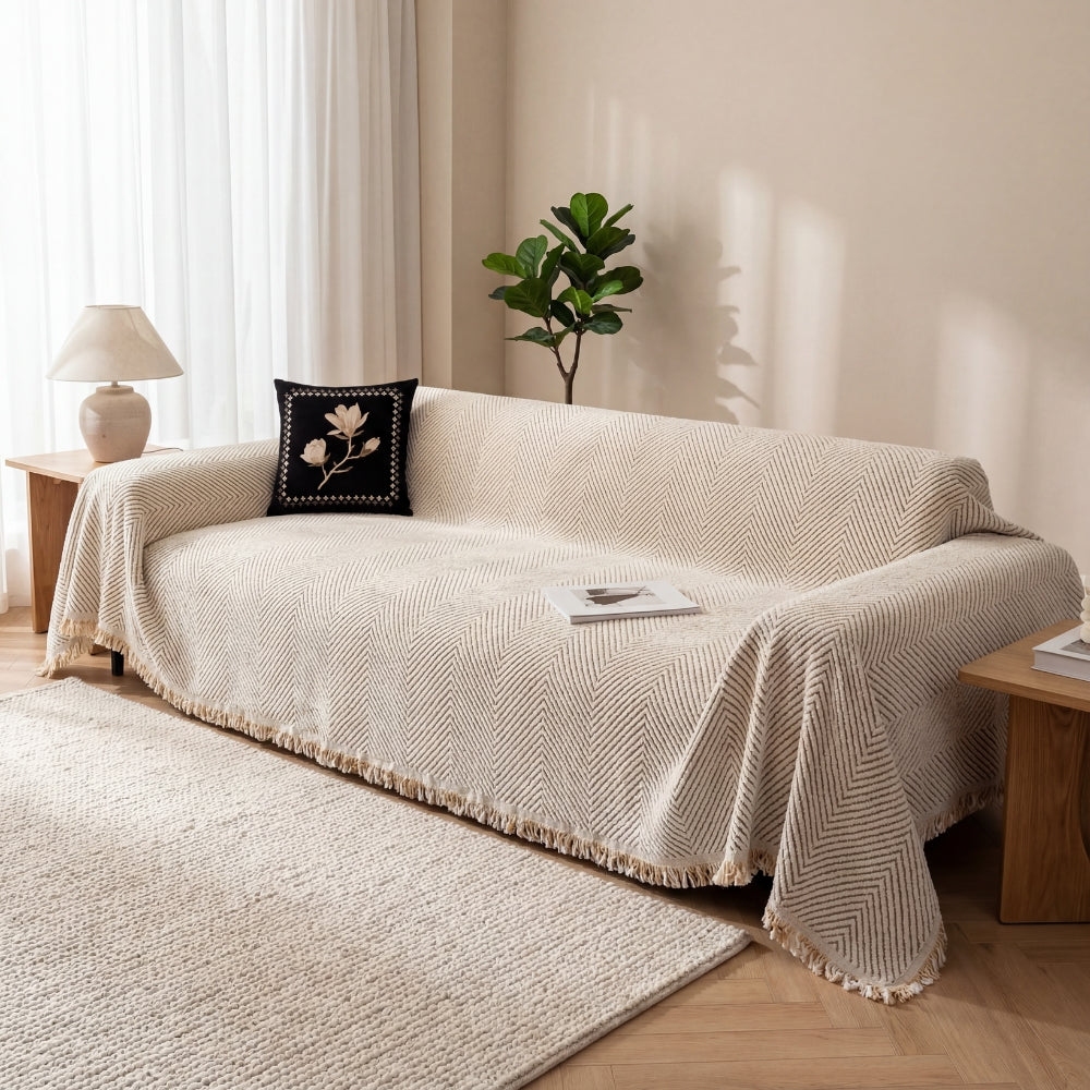 Stripe Herringbone Sofa Cover for Modern Everyday Protection