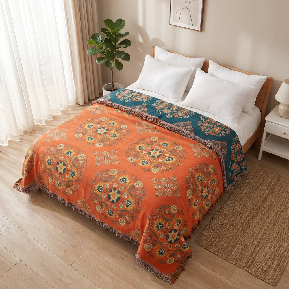 Reversible Floral Cotton Quilt for Bed and Sofa Use