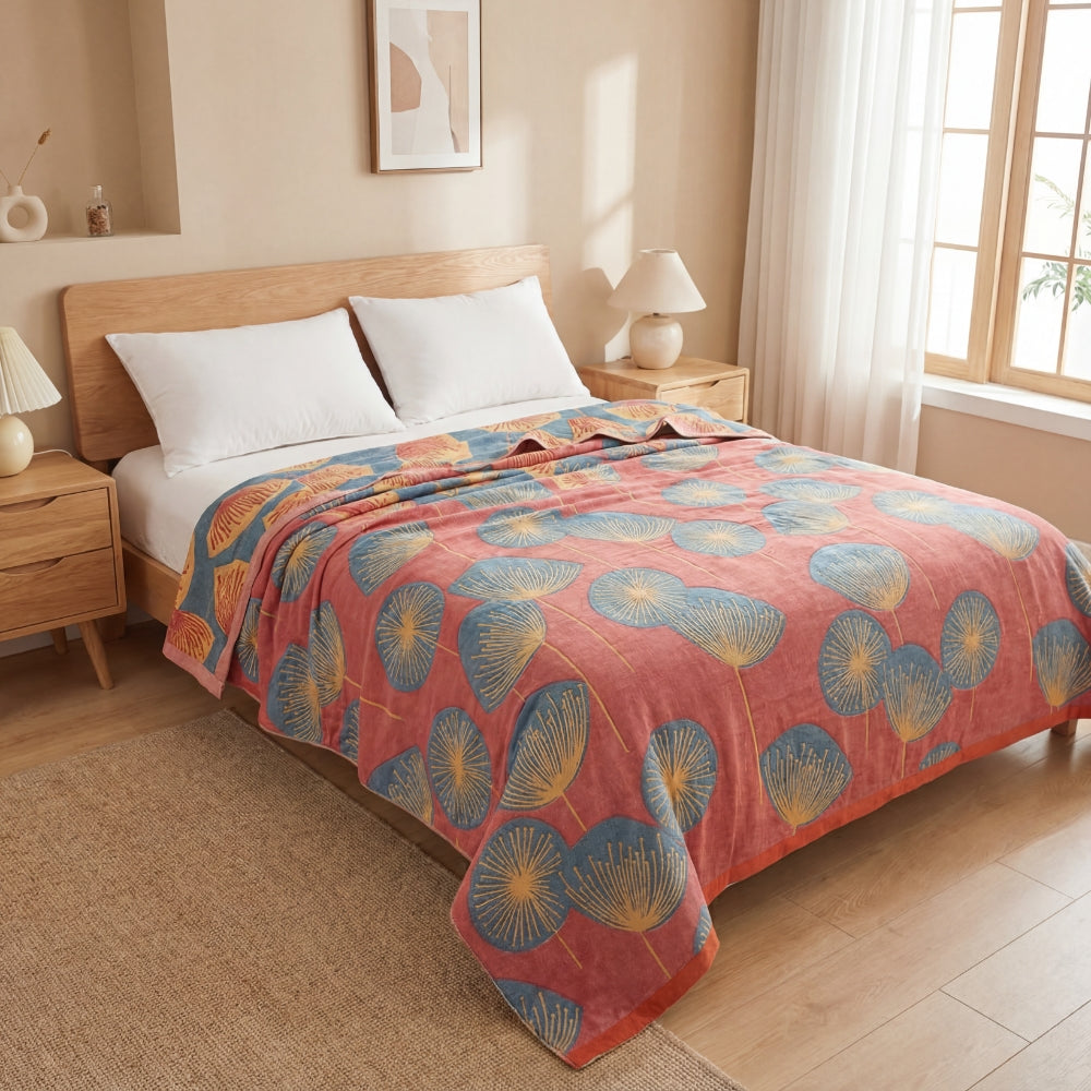Reversible Dandelion Cotton Quilt for Bed and Sofa Use
