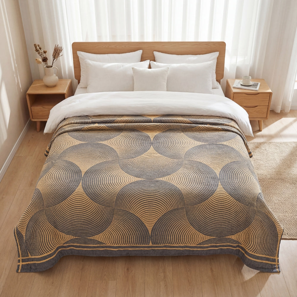 Annual Ring Four Layer Cotton Muslin Quilt for Bedding