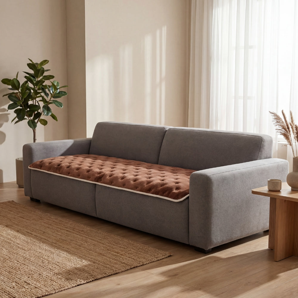 Button Tufted Plush Sofa Cover for Cozy Everyday Comfort