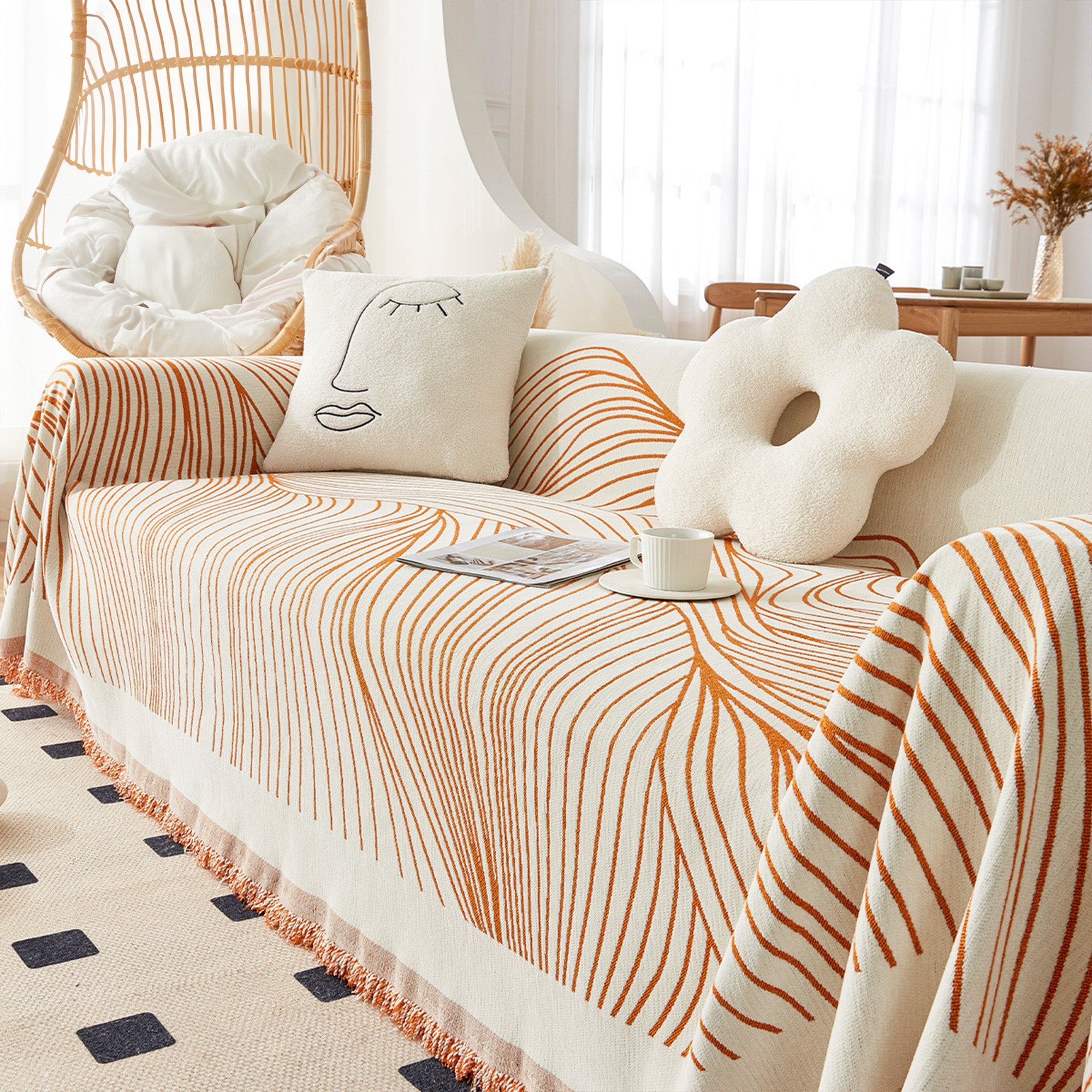 Reversible Jacquard Sofa Cover for Soft Modern Protection