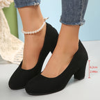 Orthopedic Women's Heels | Black Heels with Cushioned Insole & Stable Heel | Comfortable Footwear for All-Day Wear