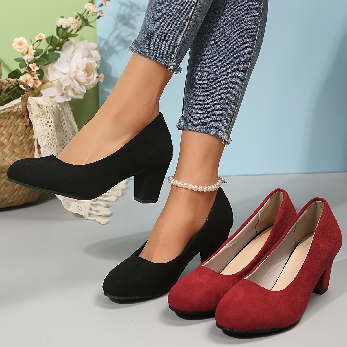 Orthopedic Women's Heels | Black Heels with Cushioned Insole & Stable Heel | Comfortable Footwear for All-Day Wear