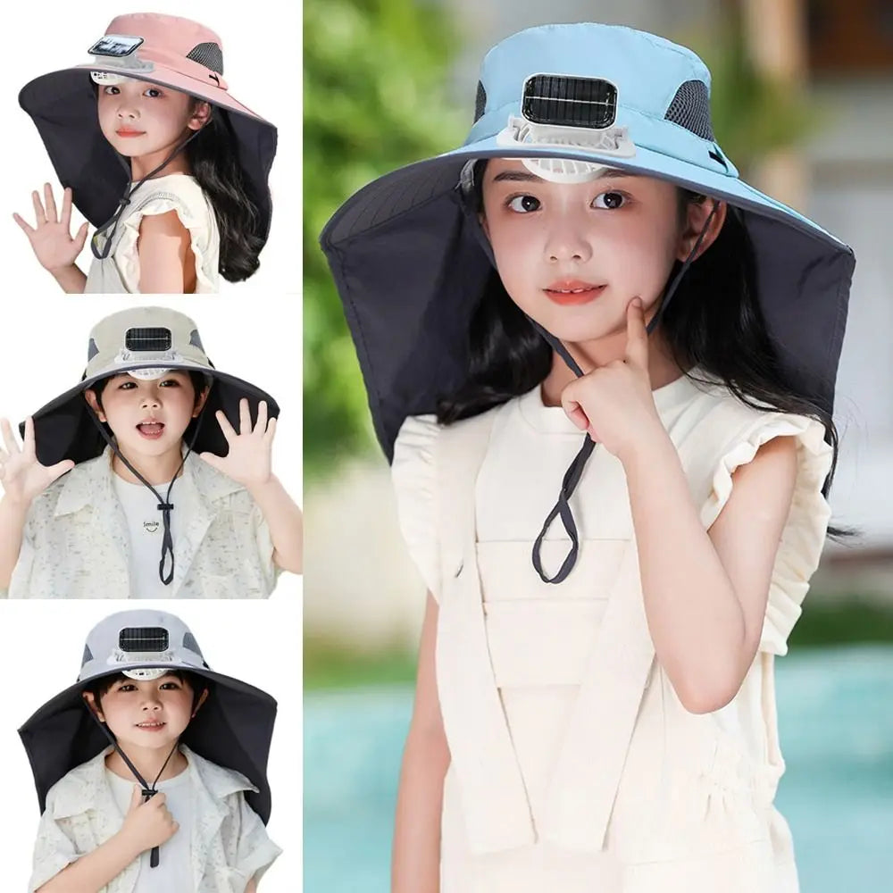 Outdoor Explorer | Adjustable Kids Solar Fan Hat with UPF50+ Protection | Comfortable Cooling for Sunny Adventures