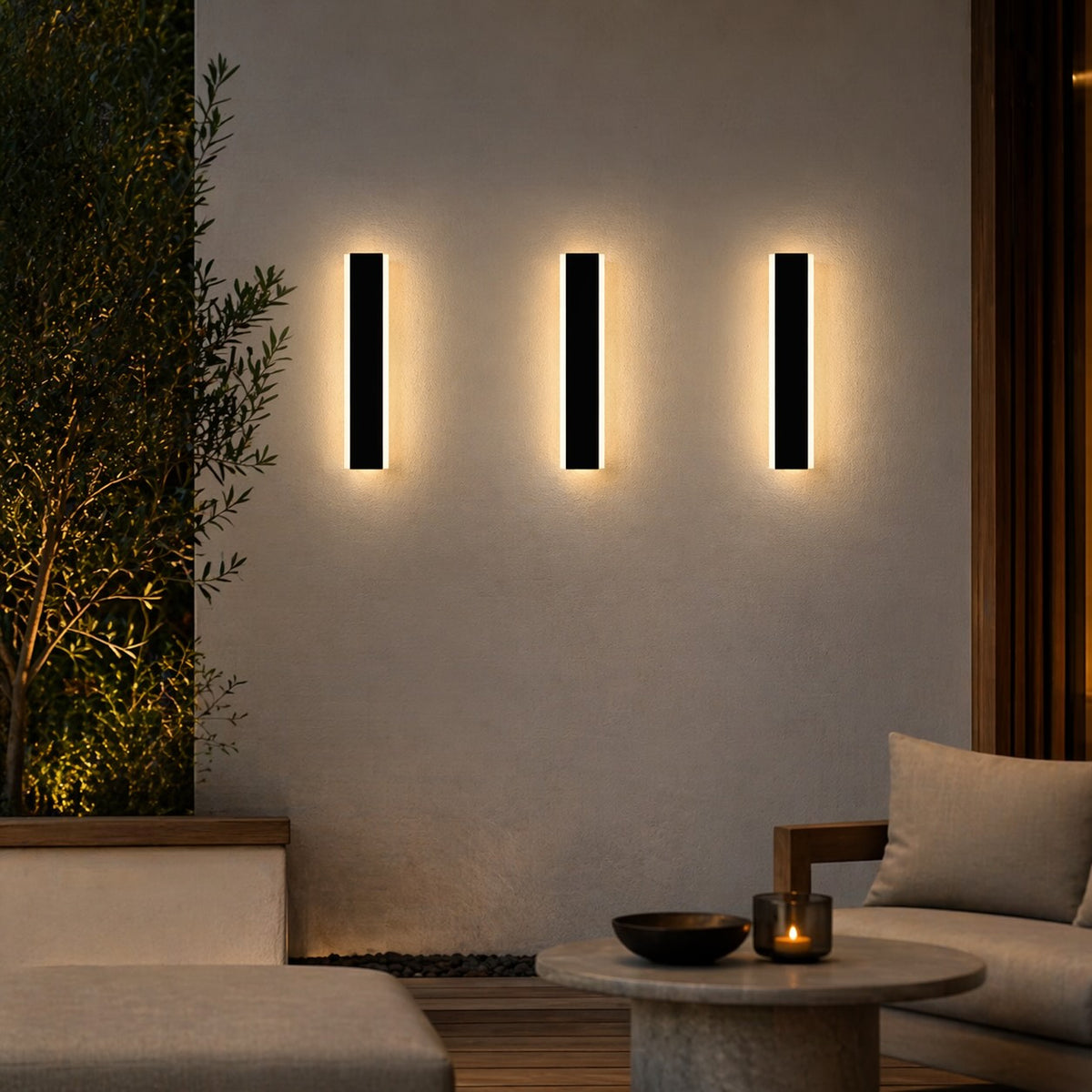 Outdoor Wall Sconce, Dimmable Aluminum LED, IP65 Waterproof, 30 60cm