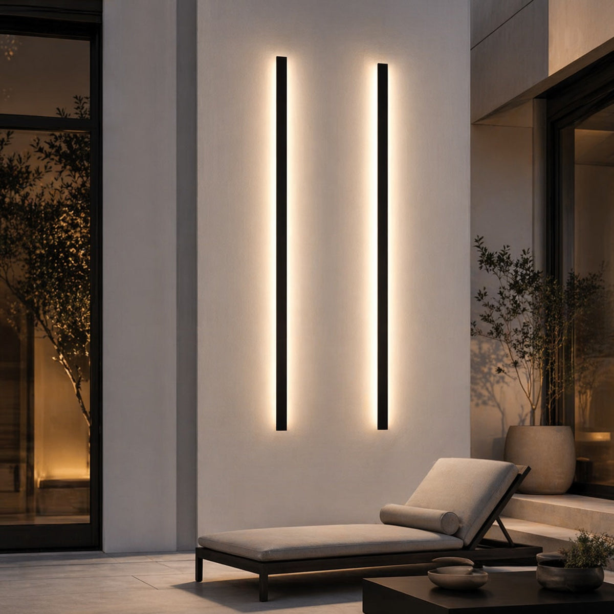 Outdoor Wall Sconce, Dimmable Aluminum LED, IP65 Waterproof, 30 60cm