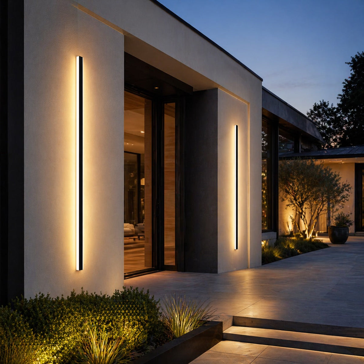 Outdoor Wall Sconce, Dimmable Aluminum LED, IP65 Waterproof, 30 60cm