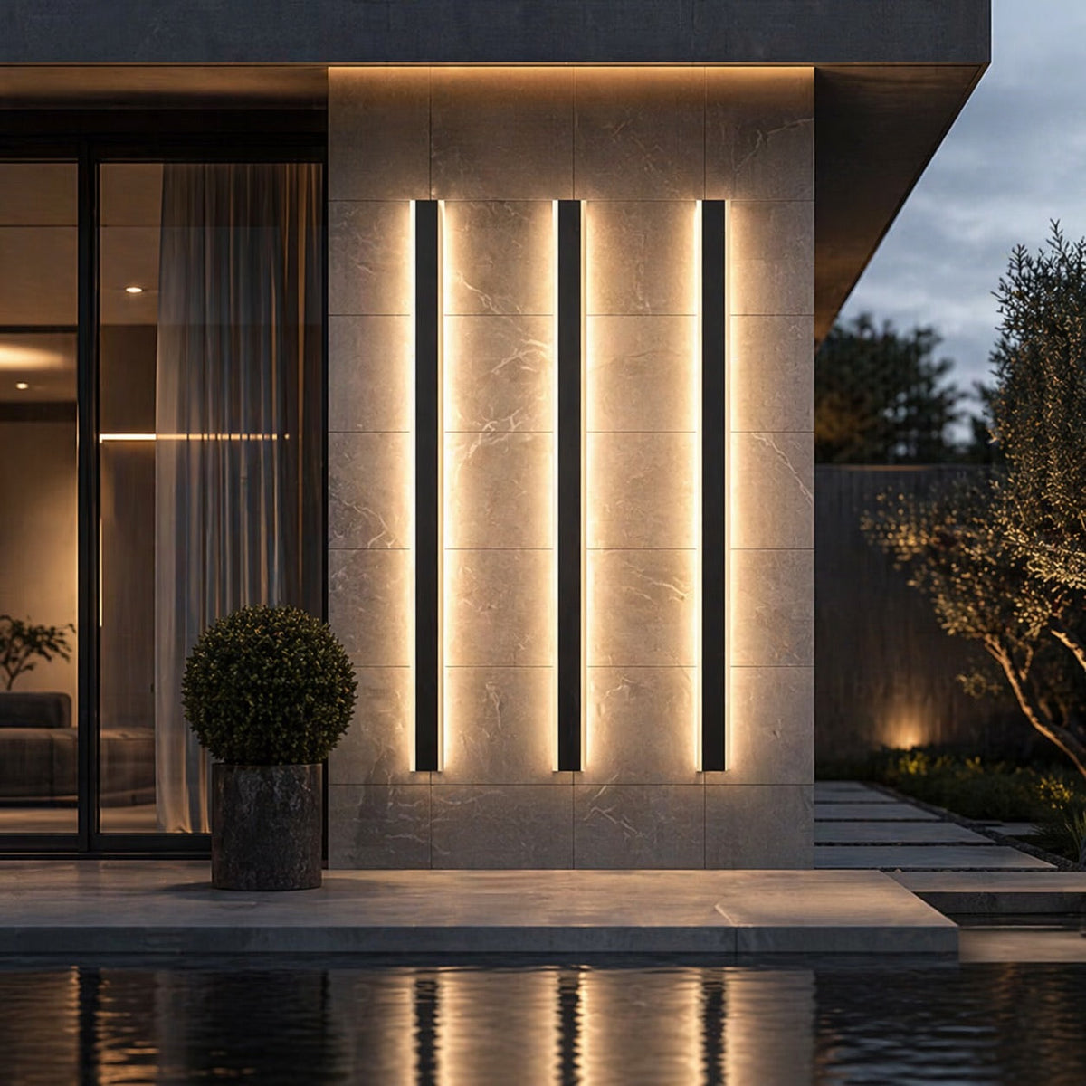Outdoor Wall Sconce, Dimmable Aluminum LED, IP65 Waterproof, 30 60cm