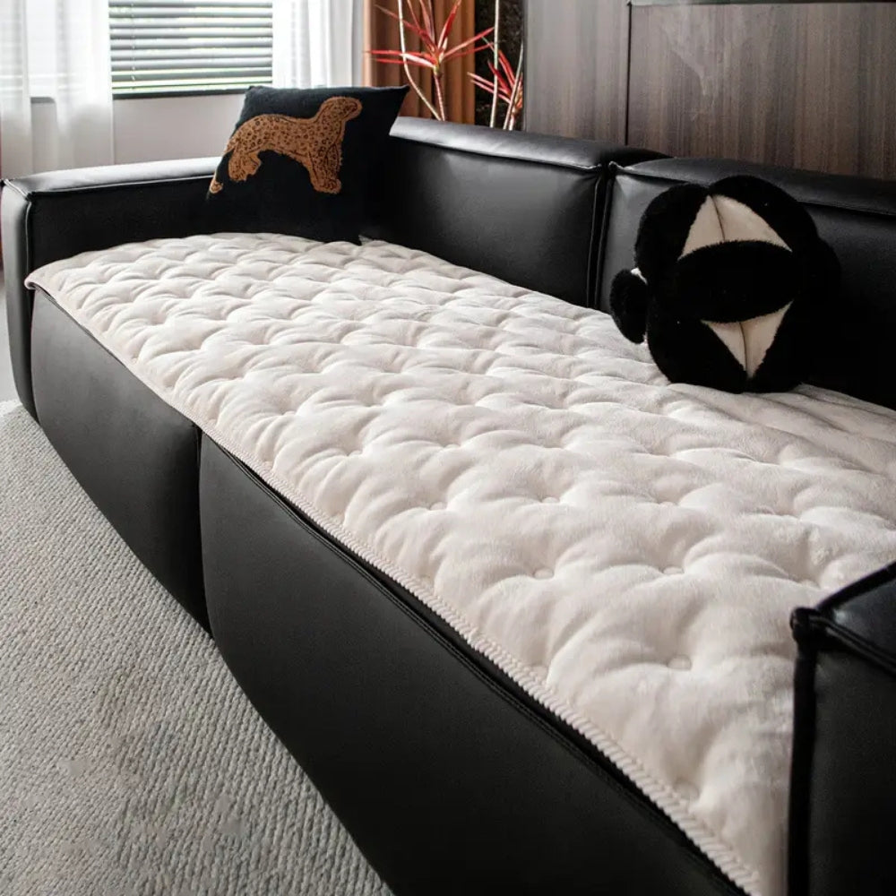 Button Tufted Plush Sofa Cover for Cozy Everyday Comfort