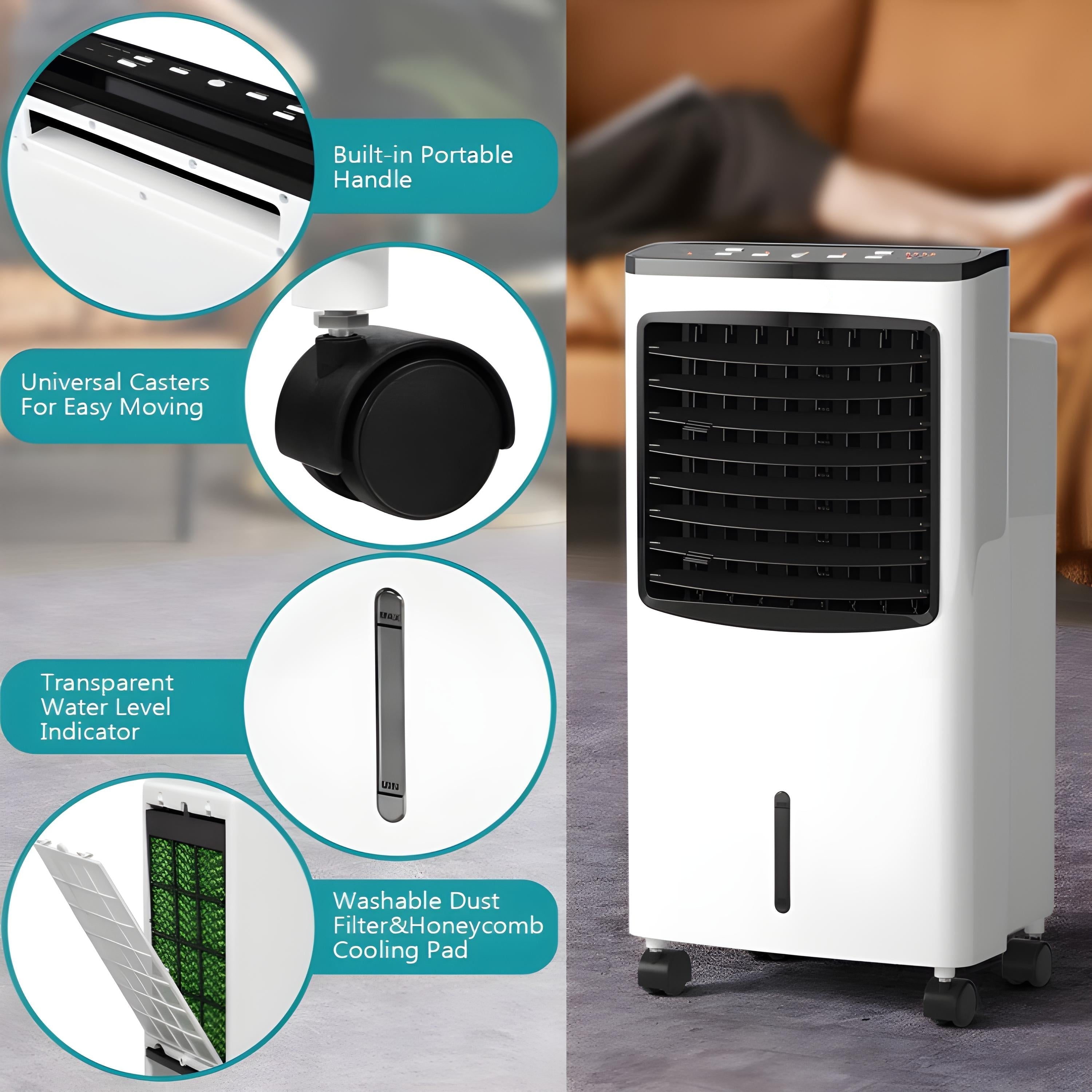 3-in-1 portable evaporative cooler and humidifier with remote