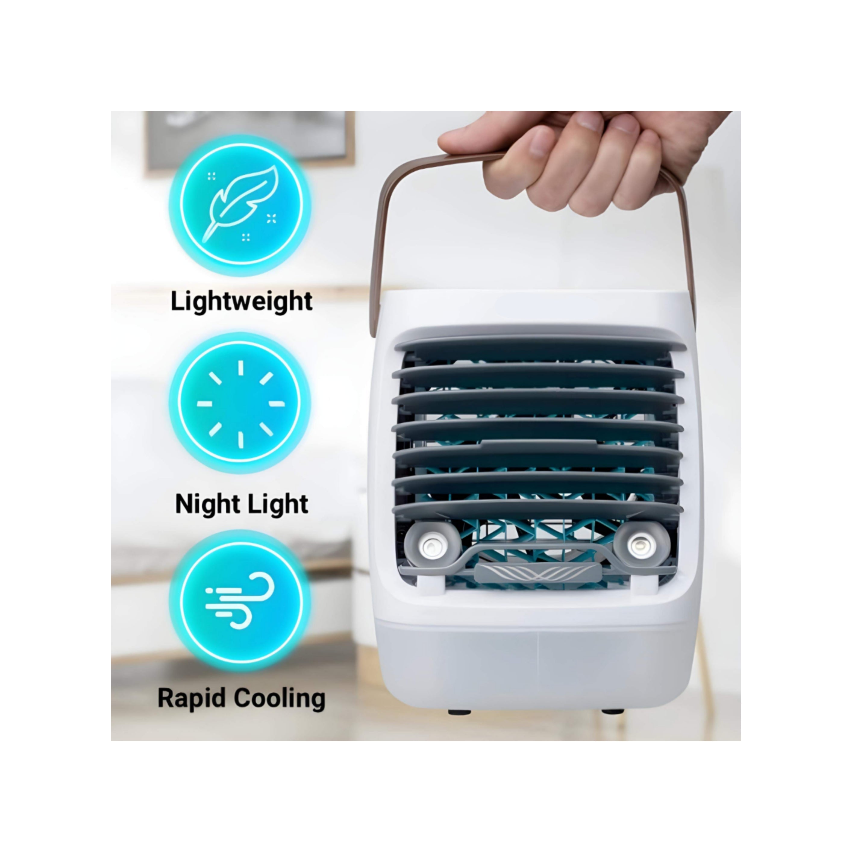 Portable mini evaporative air cooler for hot days