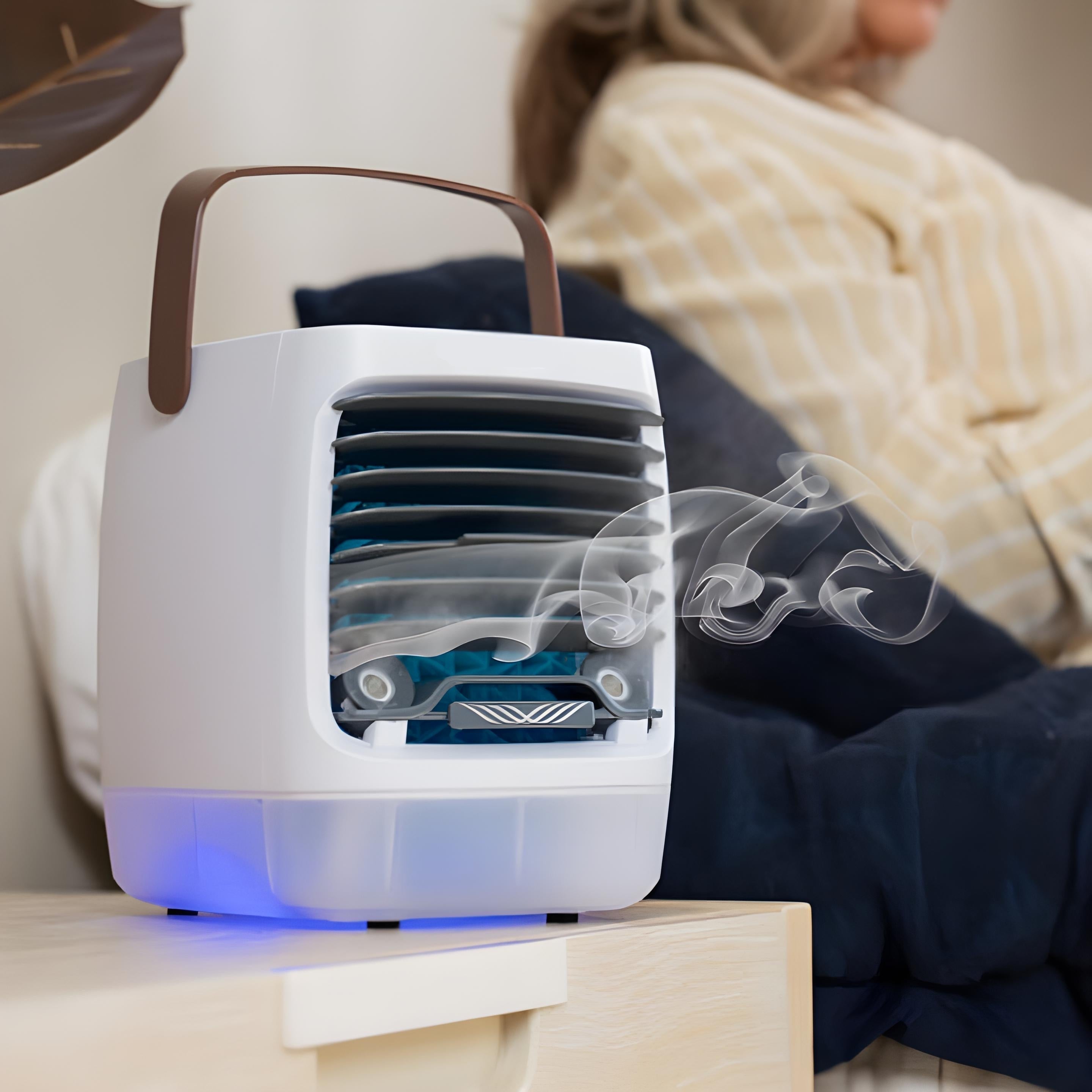 Portable mini evaporative air cooler for hot days