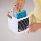 Portable mini evaporative air cooler for hot days