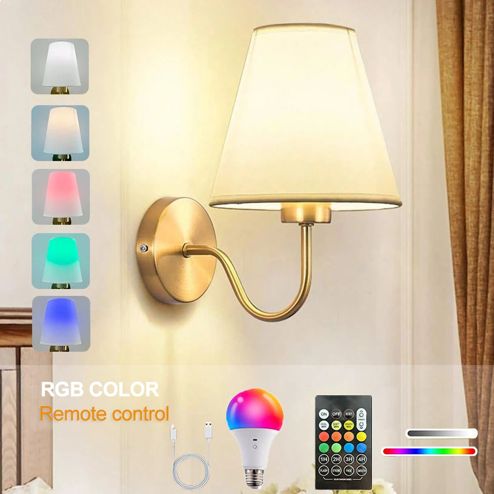 Retro Wall Sconce | RGB LED Wall Lamp with Rechargeable Design | Versatile Lighting for Ambiance Creation