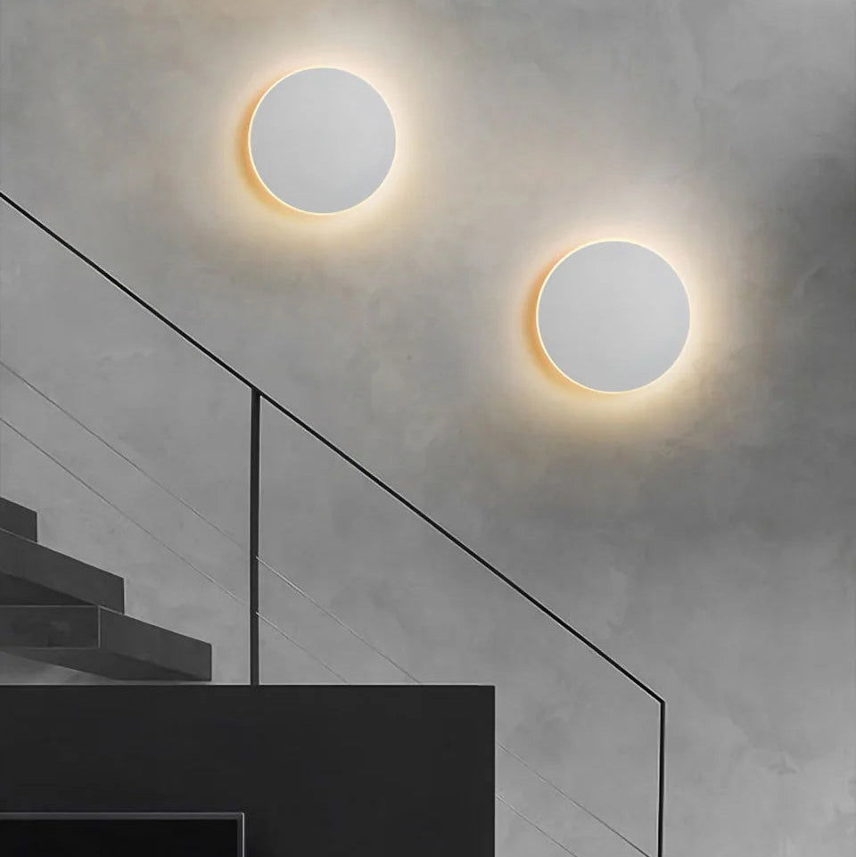 Round Outdoor Wall Sconce, IP65 LED, Stainless Steel, Black White, Porch