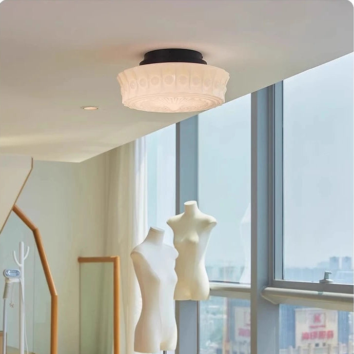 RoyaleGlow | Flush Mount Ceiling Light with Opal Milk Glass Shade | Dimmable 4000K Brightness for Inviting Ambience