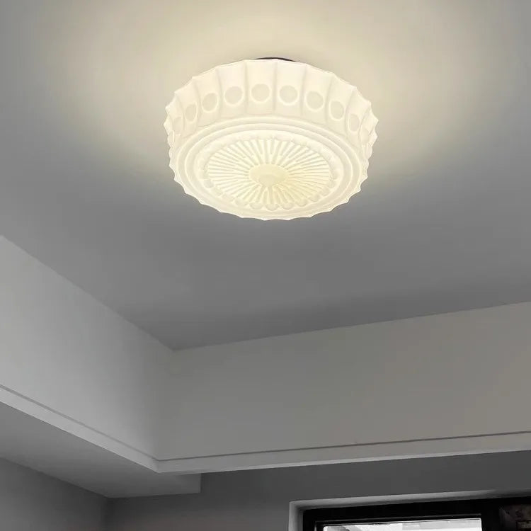 Opal Milk Glass Flush Mount Ceiling Light, Dimmable LED, Art Deco, 4000K