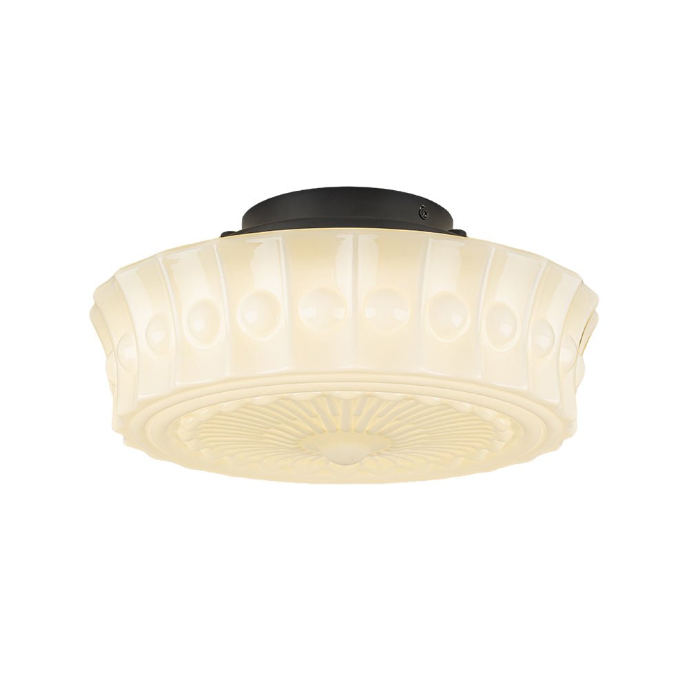Opal Milk Glass Flush Mount Ceiling Light, Dimmable LED, Art Deco, 4000K