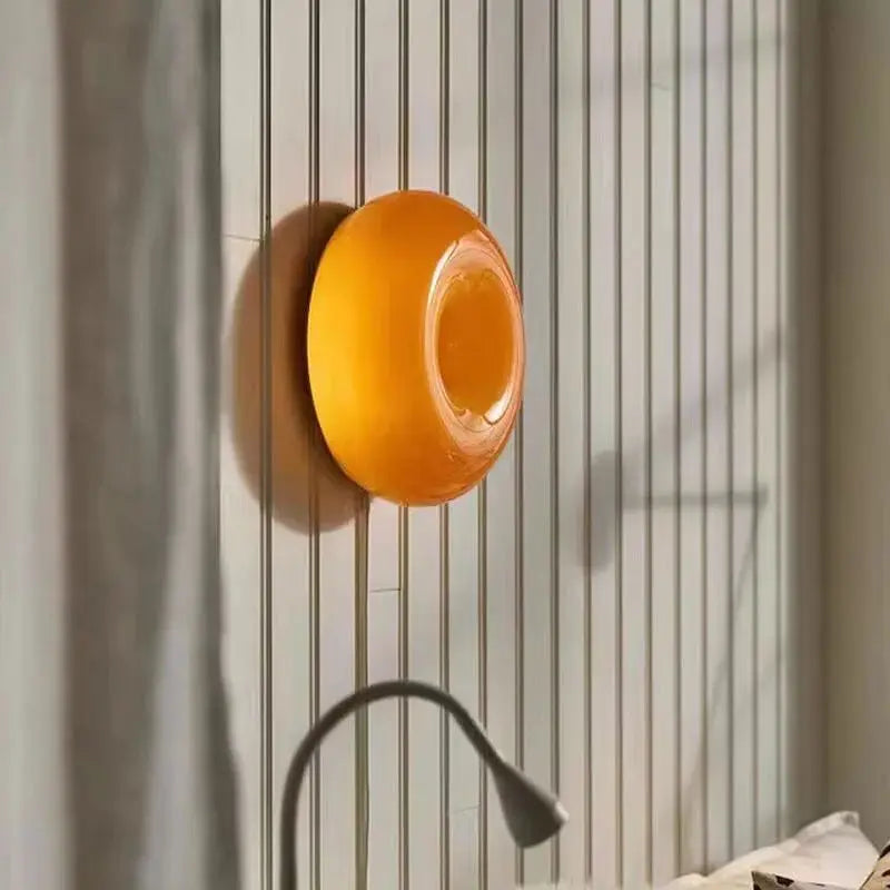 RoyaleGlow | Modern Donut Glass Wall Lamp with Tricolor Dimmable LED | Stylish Sconce for Versatile Home Decor
