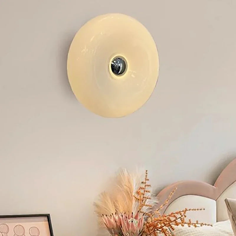 RoyaleGlow | Modern Donut Glass Wall Lamp with Tricolor Dimmable LED | Stylish Sconce for Versatile Home Decor