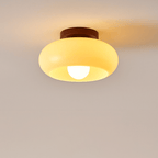 Royaleva | Flush Mount Ceiling Light with Soft Beige Glass Shade | Elegant Illumination for Cozy Spaces