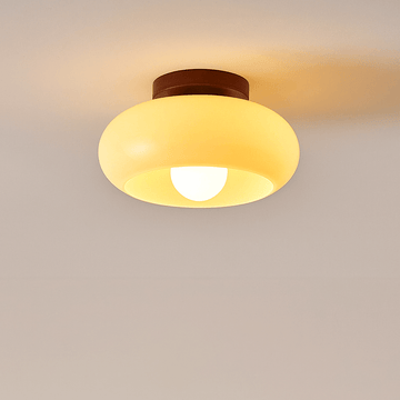 Royaleva | Flush Mount Ceiling Light with Soft Beige Glass Shade | Elegant Illumination for Cozy Spaces