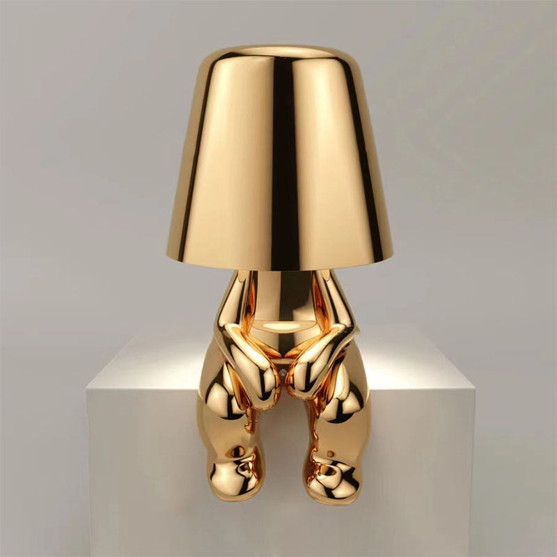 Modern Gold Figure Table Lamp Rechargeable LED Light
