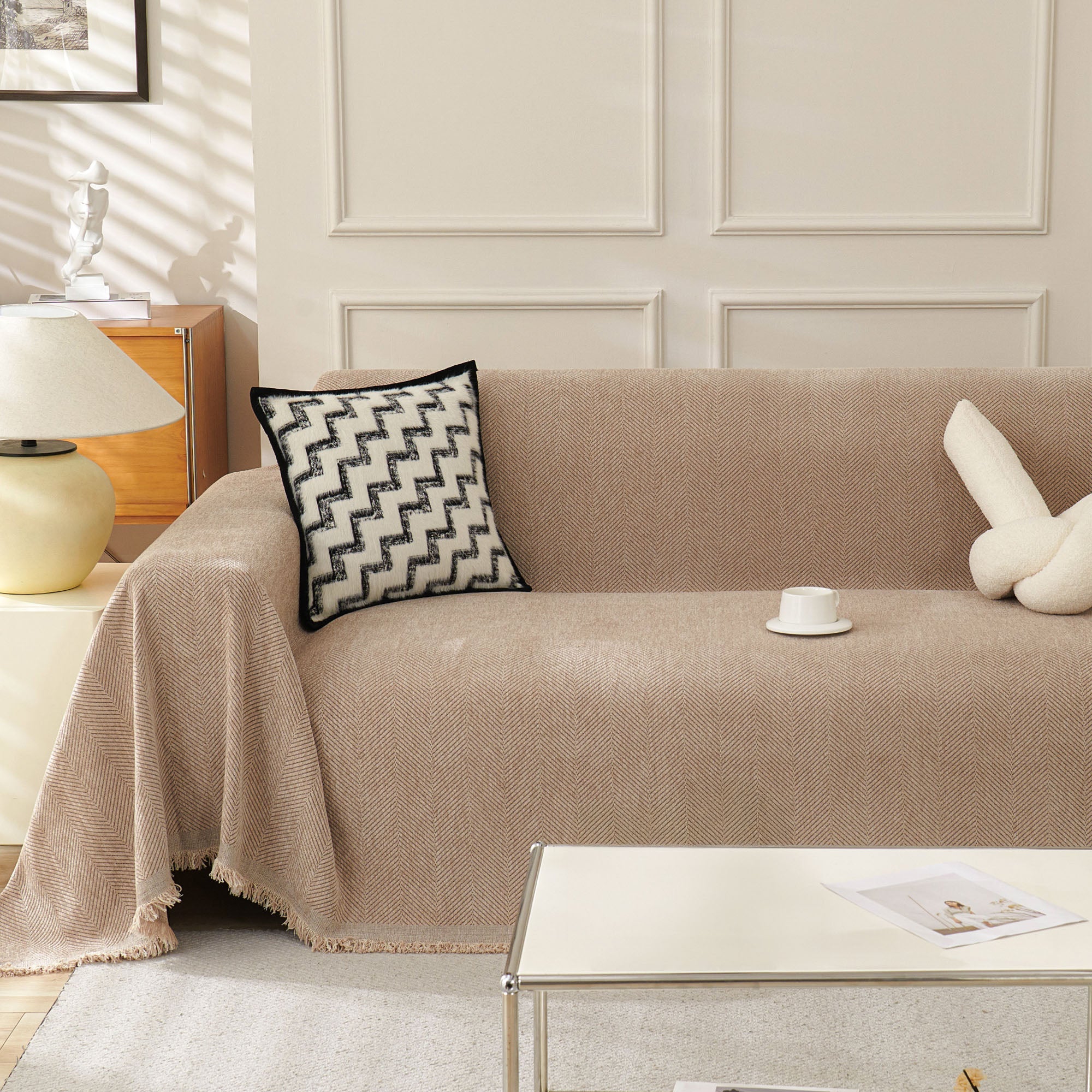 Soft Breathable Herringbone Sofa Cover for Modern Cozy Living