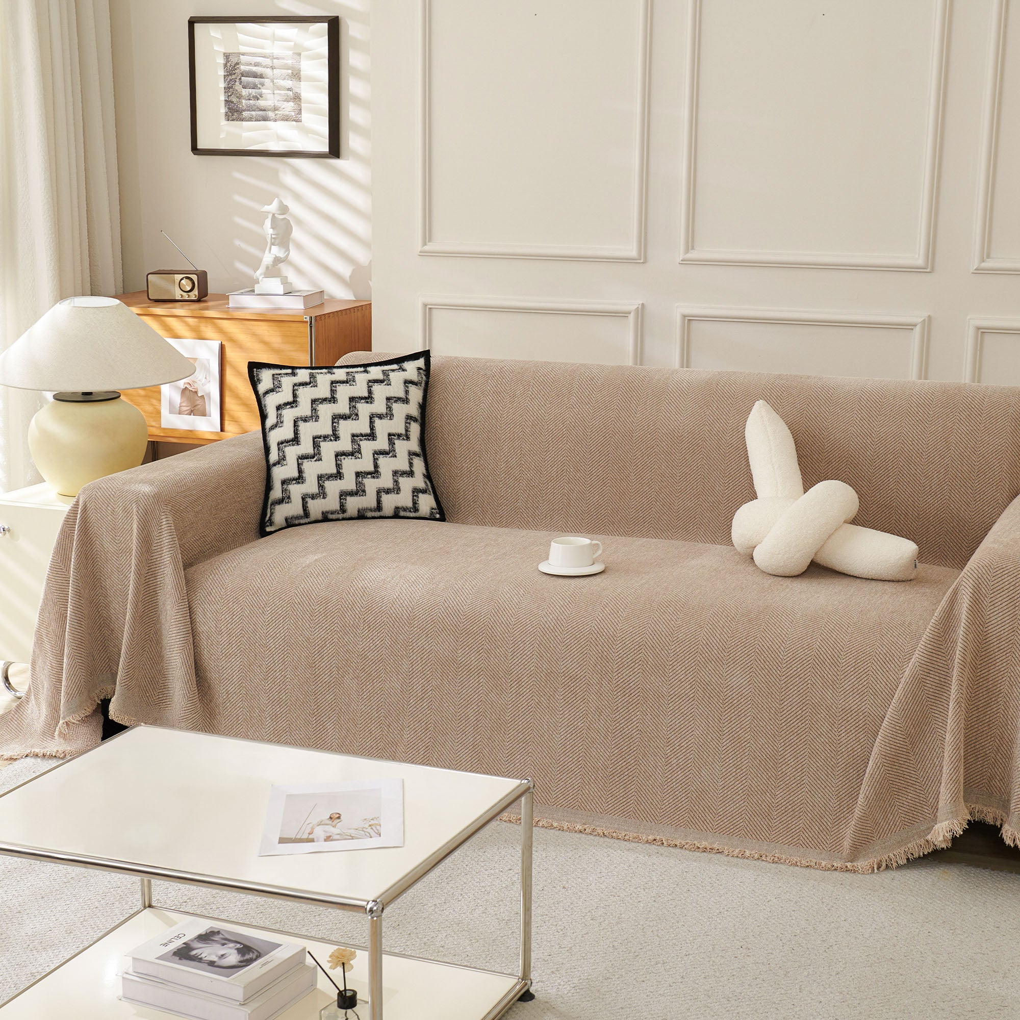 Soft Breathable Herringbone Sofa Cover for Modern Cozy Living