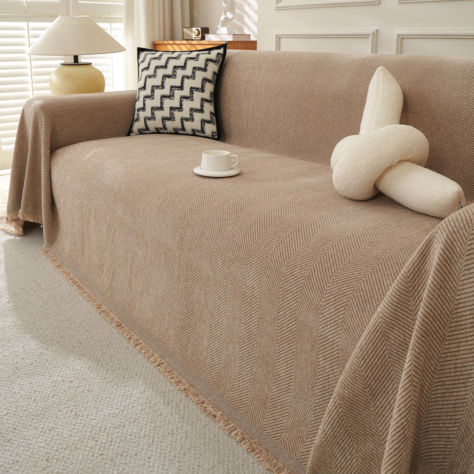 Soft Breathable Herringbone Sofa Cover for Modern Cozy Living