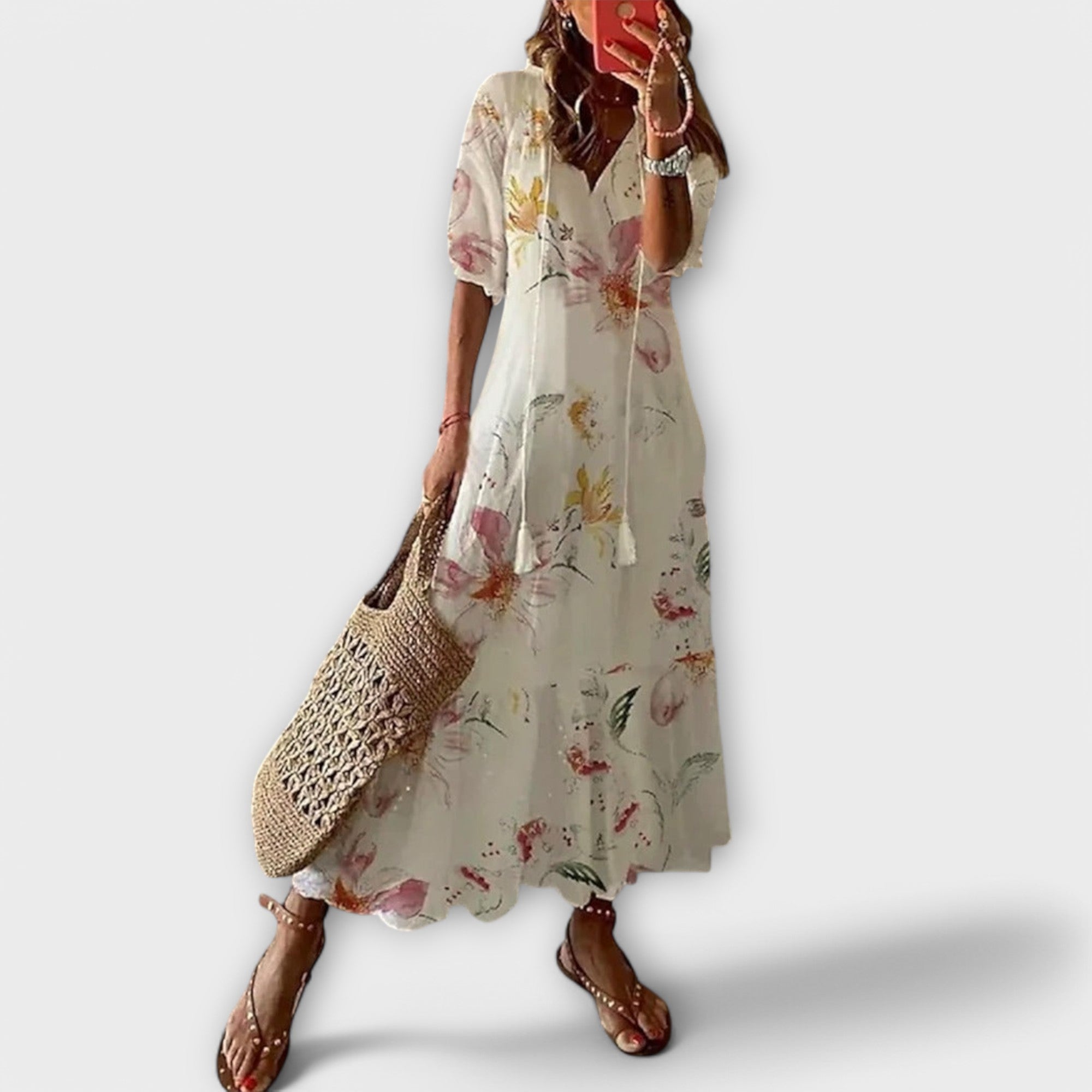 Savannah Collection | Floral Maxi Dress with Adjustable Waist Tie | Effortless Style for Women
