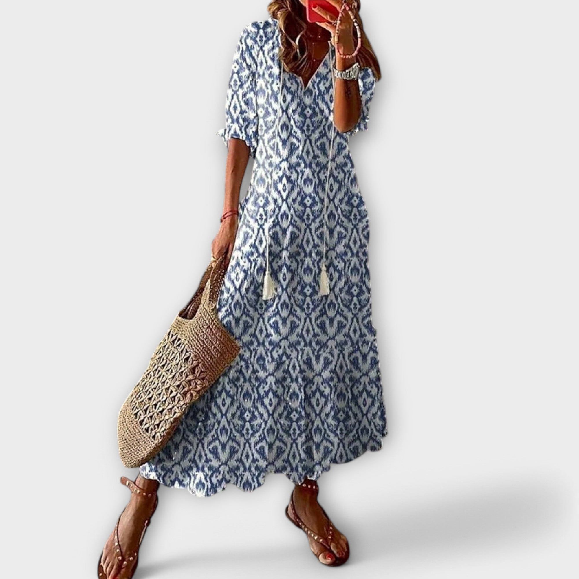 Savannah Collection | Floral Maxi Dress with Adjustable Waist Tie | Effortless Style for Women