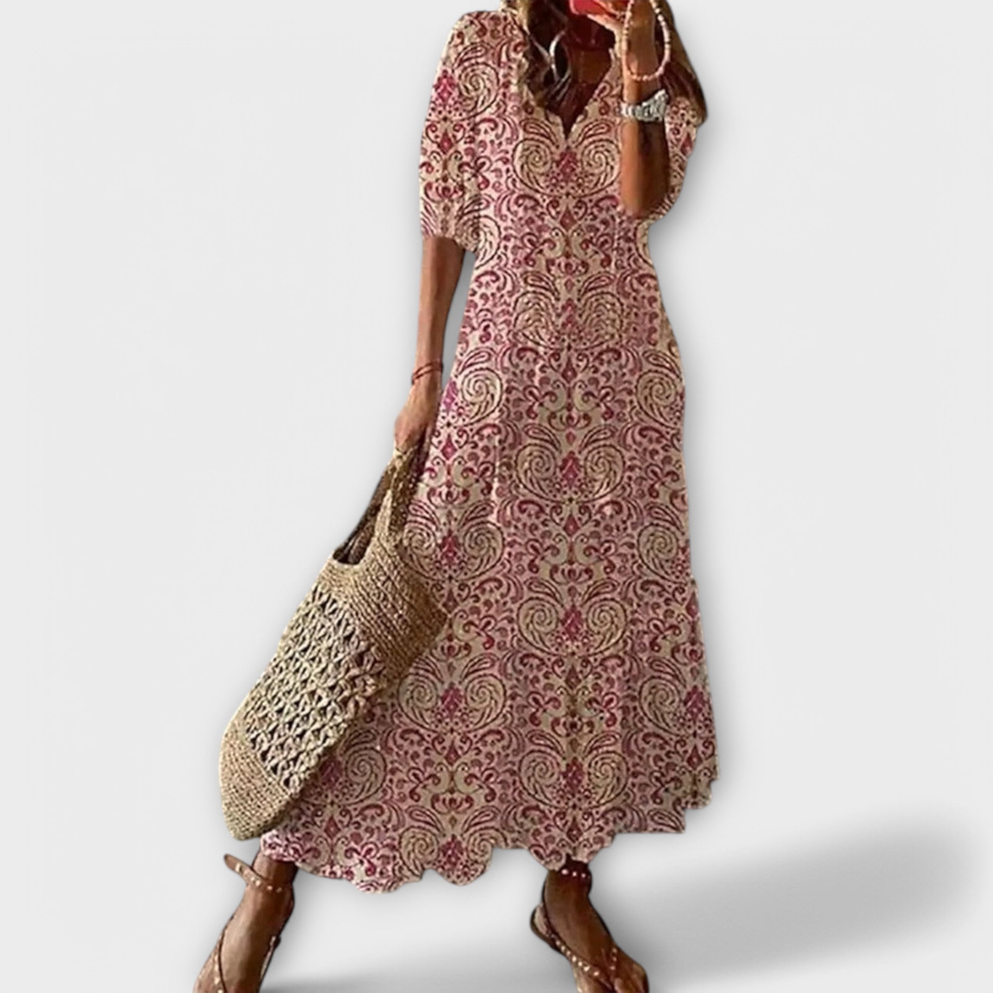 Savannah Collection | Floral Maxi Dress with Adjustable Waist Tie | Effortless Style for Women