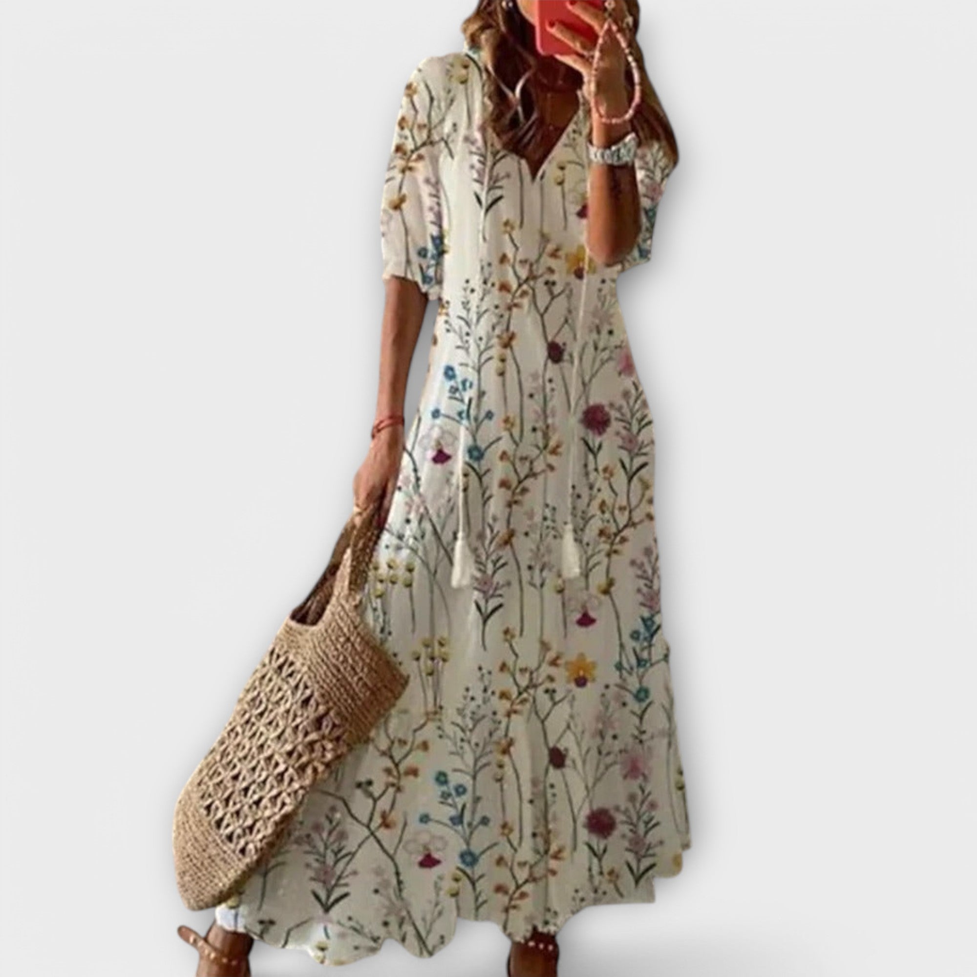 Savannah Collection | Floral Maxi Dress with Adjustable Waist Tie | Effortless Style for Women