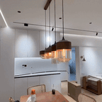 Scandinavian Ceiling Lamp | Flush Mount Light Fixture with Adjustable Height | Tinted Glass for Cozy Dining Room Ambiance