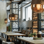 Scandinavian Ceiling Lamp | Flush Mount Light Fixture with Adjustable Height | Tinted Glass for Cozy Dining Room Ambiance