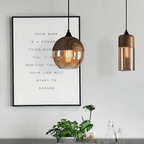 Scandinavian Ceiling Lamp | Flush Mount Light Fixture with Adjustable Height | Tinted Glass for Cozy Dining Room Ambiance