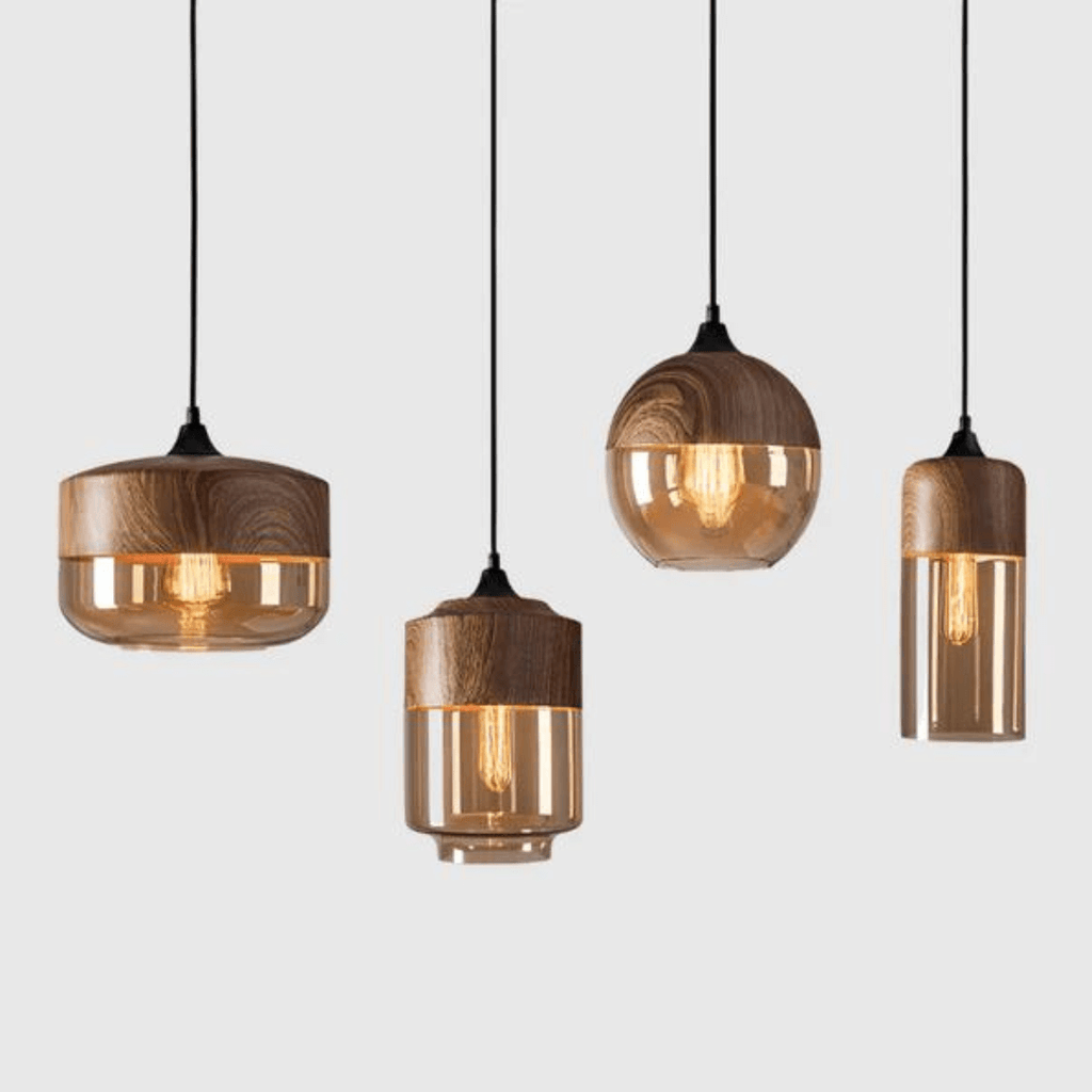 Scandinavian Ceiling Lamp | Flush Mount Light Fixture with Adjustable Height | Tinted Glass for Cozy Dining Room Ambiance