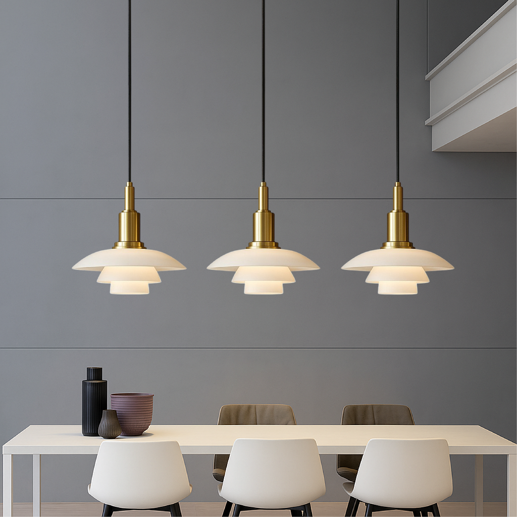 Scandinavian Elegance | Glass Pendant Light with Adjustable Height | Modern Kitchen Pendant Lighting for Stylish Spaces