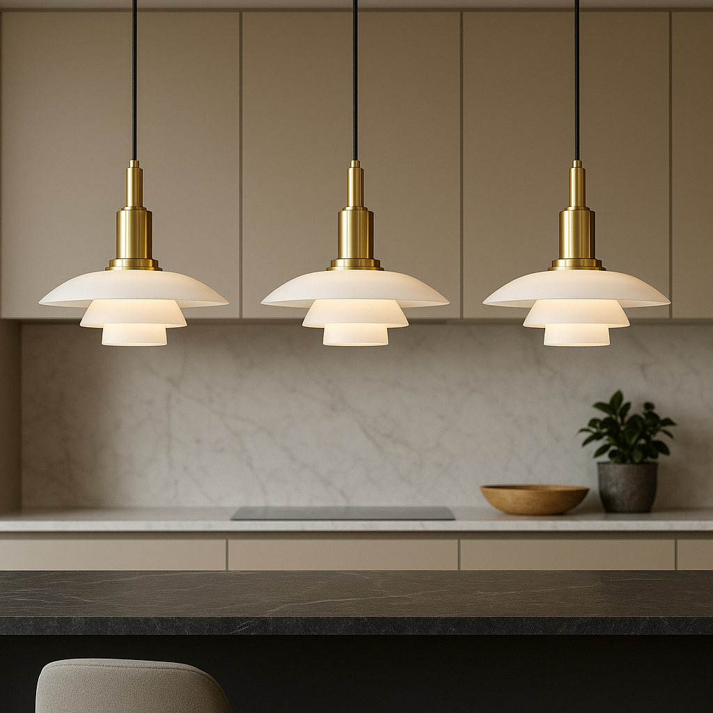 Scandinavian Elegance | Glass Pendant Light with Adjustable Height | Modern Kitchen Pendant Lighting for Stylish Spaces